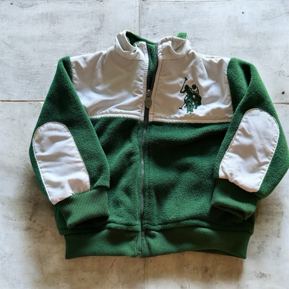 Polo by Ralph Lauren Kids Green and White Zip-Up Sweatshirt